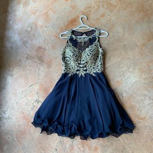 Navy and Gold Formal Dress